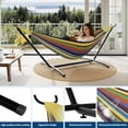 thumbnail image 3 of Senfot Iron Frame Polyester Hammock, Lightweight Comfortable Hammock for Outdoor Patio Backyard Yellow, 3 of 9