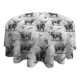 thumbnail image 4 of Gray Highland Cow Hummingbird Pattern Round Tablecloth 60"x60",Wrinkle Wipeable Table Cloth for Kitchen Dining Room Picnic Patio Party, 4 of 6