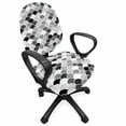 thumbnail image 1 of Fish Office Chair Slipcover, Squama Design with Aquatic Inspirations Animal Skin Scales Pattern Monochrome, Protective Stretch Decorative Fabric Cover, Standard Size, Black Grey White, by Ambesonne, 1 of 5