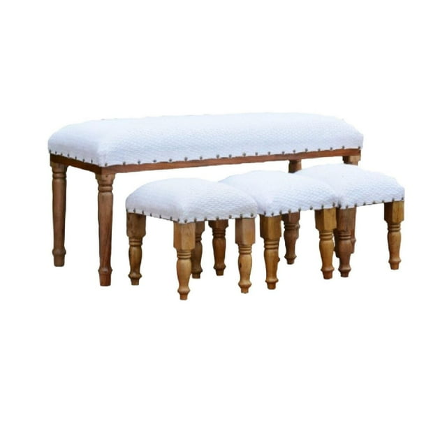 Banc En Bois 4 Pièces Et Tabourets Set (Diamond)