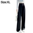 thumbnail image 2 of Pantalones casuales de pierna ancha, cintura alta, abotonados y rectos para mujer, 2 of 7