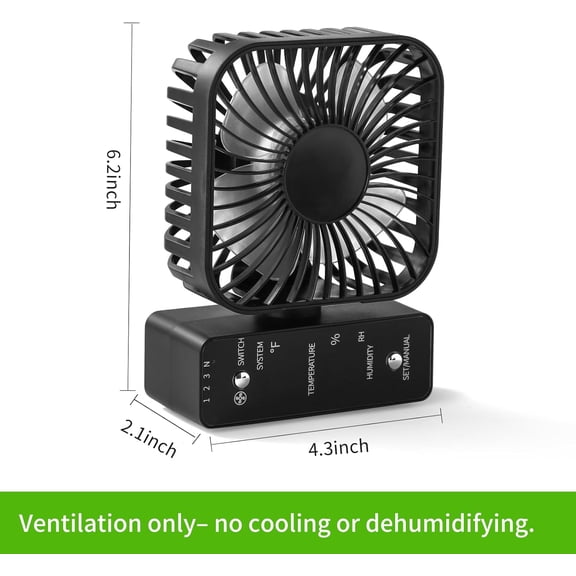 2-Pack 4" Grow Tent Fan With Temperature And Humidity Meter