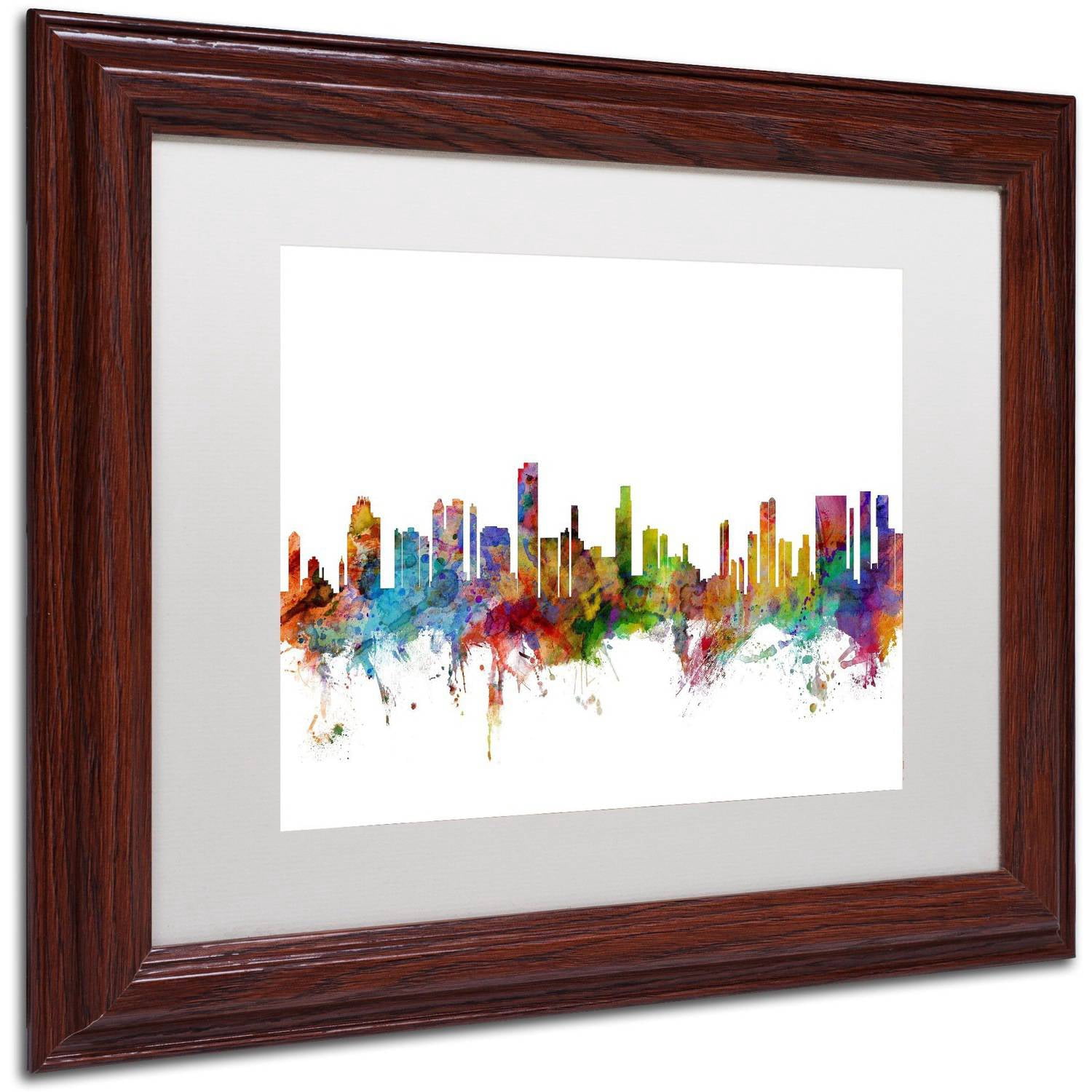 Trademark Fine Art 'Honolulu Hawaii Skyline' Canvas Art by Michael Tompsett, White Matte, Wood Frame