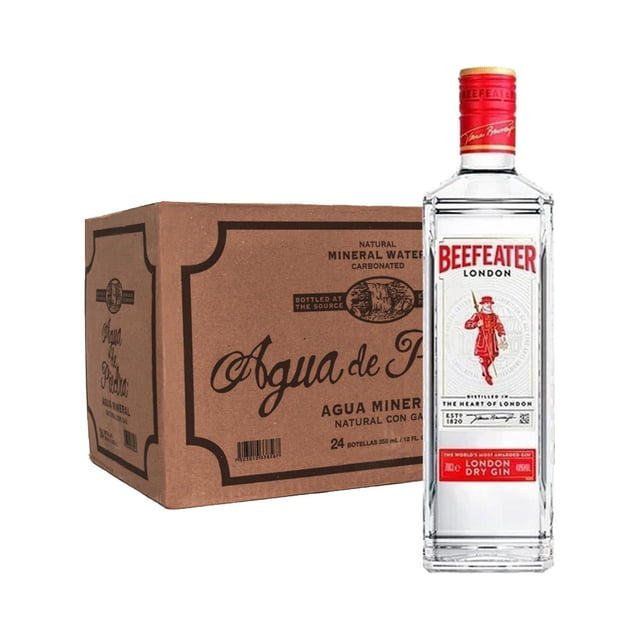 Pack 24 Agua de Piedra con Gas 360 ml y Ginebra Beefeater Seca 750 ml