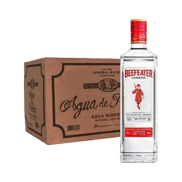 Pack 24 Agua de Piedra con Gas 360 ml y Ginebra Beefeater Seca 750 ml