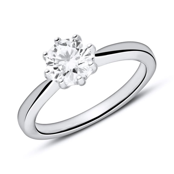 Spot Jewel Gorgeous 2.1 Ct Round Cut Diamond Solitaire Engagement Ring - Lab-Created Simulated Diamond - 14K White Gold Plated - Unique Prong Set Design for Proposals and Anniversary Gift for Her