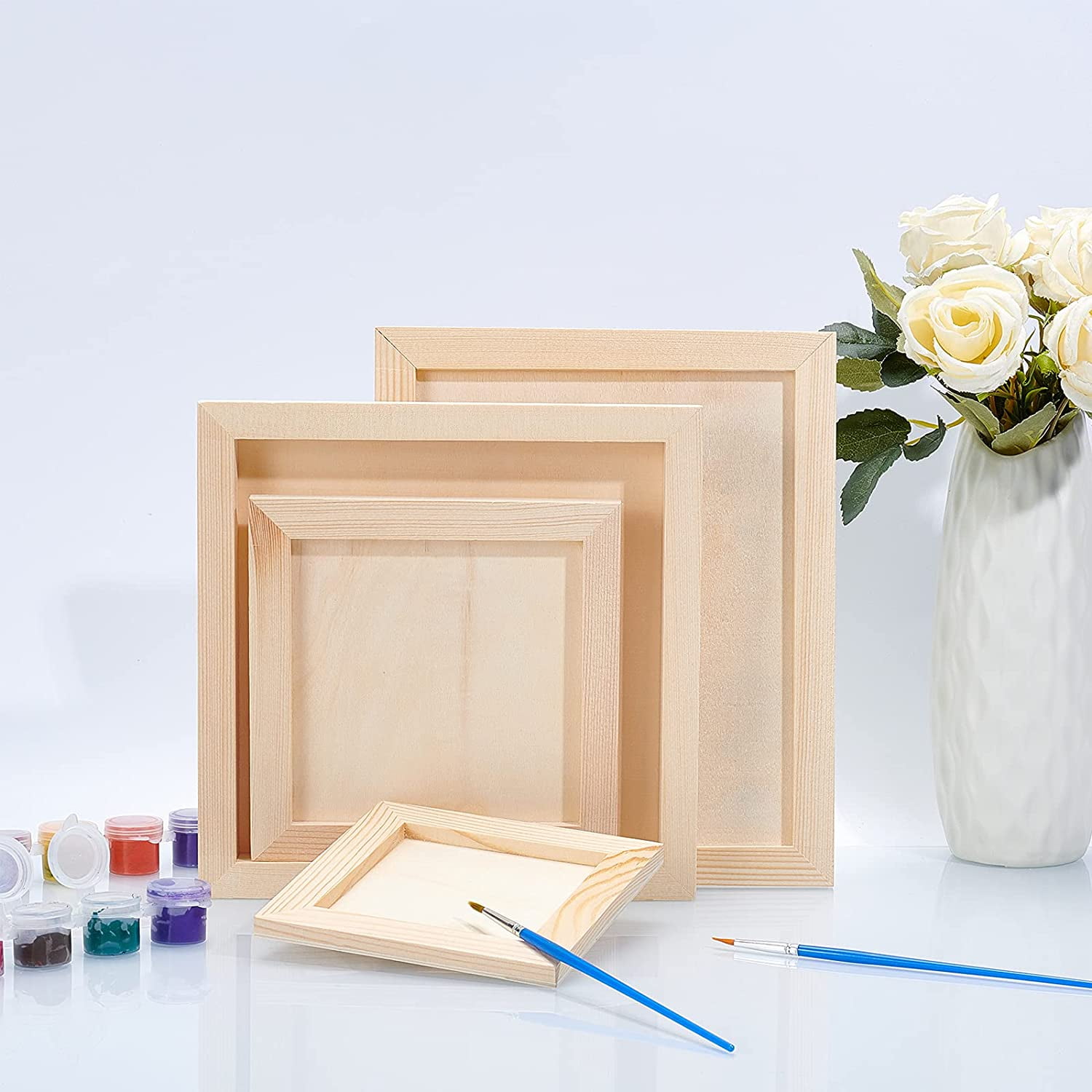 Wood Painting Canvas Panels Blank Drawing Boards for Oil & Acrylic Painting Square BurlyWood 19.8x19.8x2cm