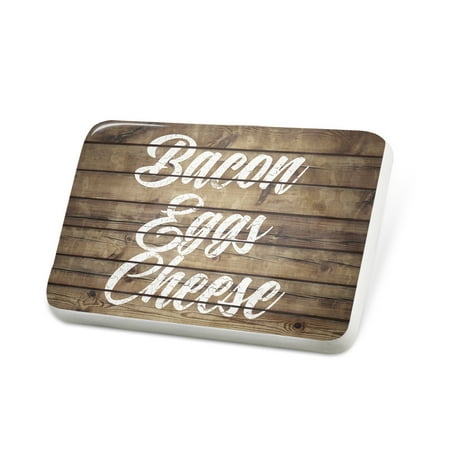 Porcelein Pin Painted Wood Bacon Eggs Cheese Lapel Badge – (Best Bacon Egg And Cheese Biscuit)