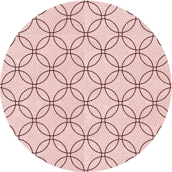 Ahgly Company Indoor Round Patterned Pink Bubble Gum Pink Area Rugs, 4' Round