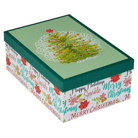 American Greetings, Christmas Gift Box, Christmas Tree Design (1-Count)