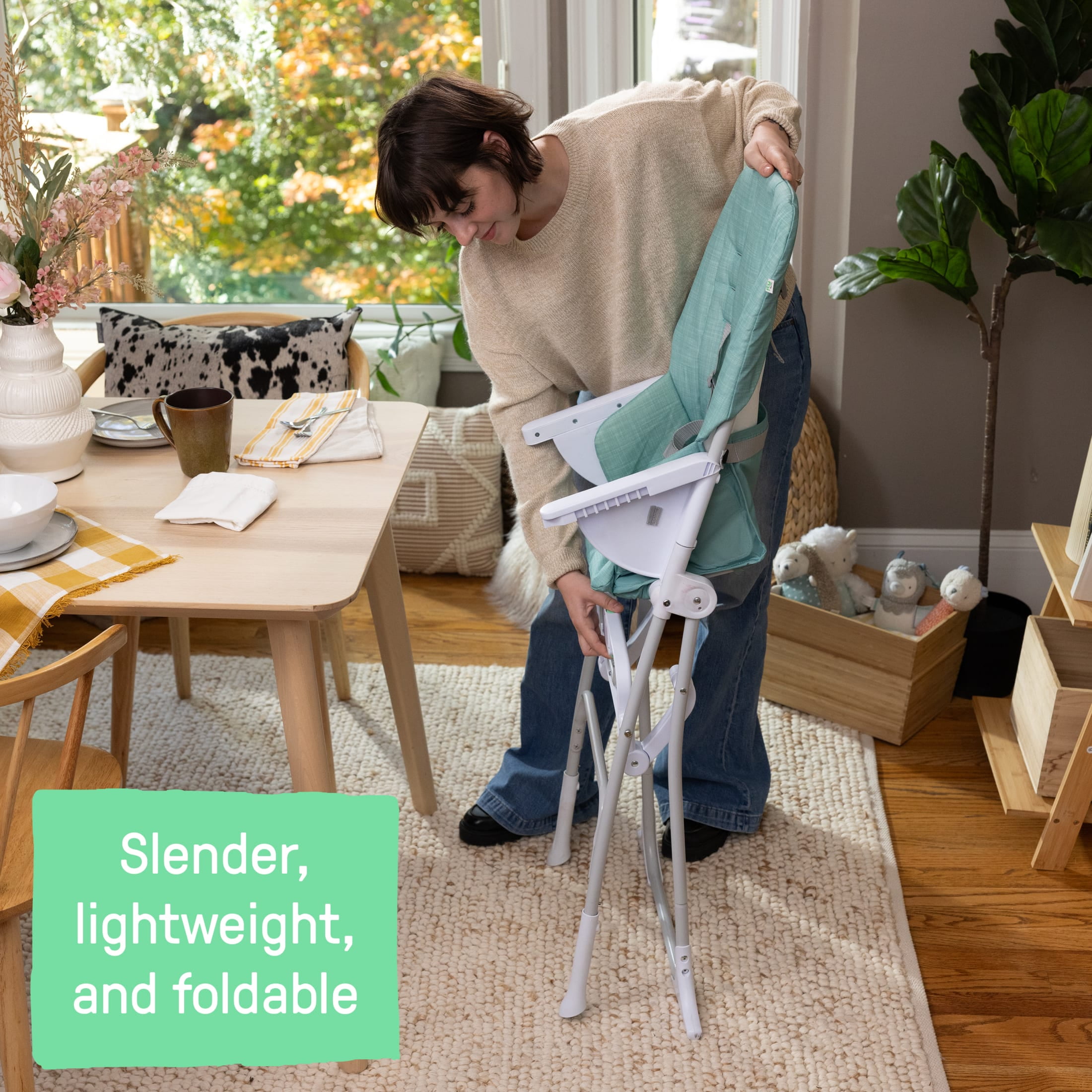 Ingenuity Sun Valley Compact Folding High Chair - For Ages 6 Months and Up, Unisex - Teal