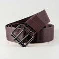 thumbnail image 4 of Nmnitkp Belt Men's Women's Double Prong Buckle Canvas Belt, Adjustable Multi-hole Breathable Nylon Woven Waist Belt for Jeans, Pants, Daily Wear & Outdoor Activities Coffee,Free Size, 4 of 7