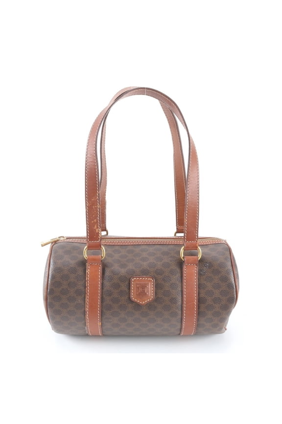 Pre-Owned Celine Macadam leather shoulder bag, tote handbag, brown, women's.