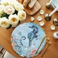 thumbnail image 2 of Blue Coastal Seahorse Round 15 Inch Placemats Set of 2, Summer Beach Starfish Botanical HeatResistant Non Slip Place Mats for Dining Table, Wipeable Braided Kitchen Table Mats for Housewarming, 2 of 9