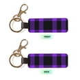 thumbnail image 2 of Wukai Purple Buffalo Plaid Print Leather Car Keychain, Universal Key Fob Keychain, Leather Key Chain Holder for Men and Women,360 Degree Rotatable, 2 of 5