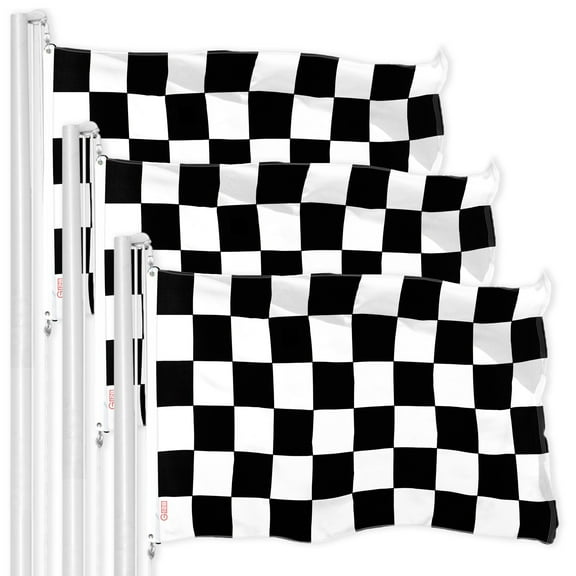G128 3 Pack: Checkered Flag | 3x5 Ft | LiteWeave Pro Series Printed 150D Polyester | Indoor/Outdoor, Vibrant Colors, Brass Grommets, Thicker and More Durable Than 100D 75D Polyester