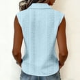 thumbnail image 4 of VBVC Women's Eyelet Embroidery Button Down Tank Top, Ladies' Peter Pan Collar Sleeveless Blouse, Casual Solid Color Summer Shirt For Women,Light Blue,S-3XL, 4 of 7
