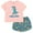 Light pink / dark blue, dinosaurs, variant on imagikids Hearts Girls Peplum T-Shirt and Chambray Shorts Outfit Set Toddler to Big Kid Sizes
