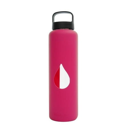 Bluewave Lifestyle GG150LC-Pink 750ml Reusable Glass Water Bottle With Loop Cap and Free Silicone Sleeve -
