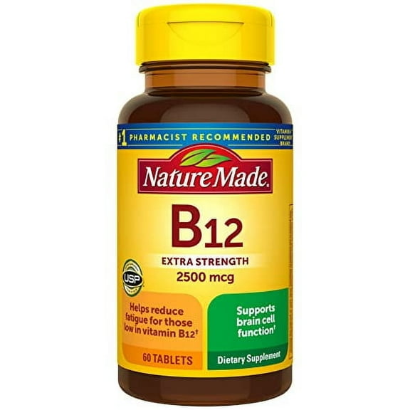 Nature Made Extra Strength Vitamin B12 2500 mcg, Dietary Supplement for Energy Metabolism Support, 60 Tablets, 60 Day Supply