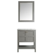 Florence 30" Single Vanity in Grey with Carrara White Marble Countertop with Mirror