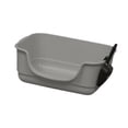 thumbnail image 4 of Caja de arena para gatos, inodoro antisalpicaduras con lados altos, bandeja de arena para gatos de entrada baja, forma de U, frente rebajado para Gris, 4 of 8