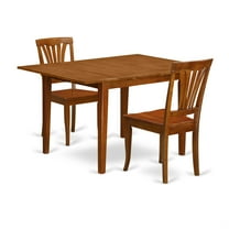 East West Furniture Milan 3-piece Dining Set with Wood Seat in Saddle Brown