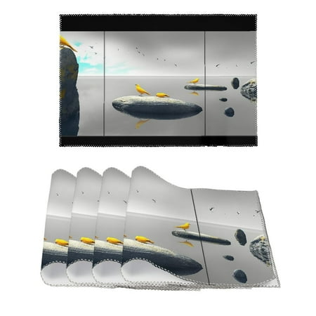 

FACANNAP Birds Canvas Placemats Set of 4 - Decor for Home Party Kitchen Dining Decoration 11.8*17.7in
