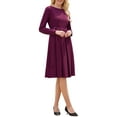 thumbnail image 4 of Women's Pleated Dress A Line Tie Waist Business Casual Long Sleeve Dresses 2XL Purple, 4 of 5