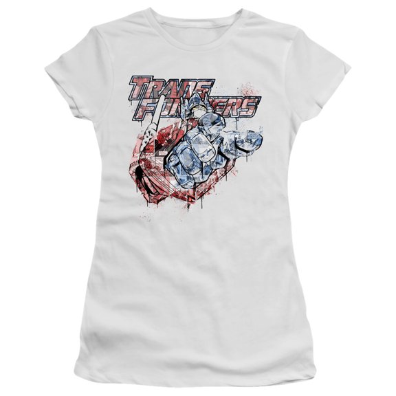 Transformer S/Spray Panels S/S Junior Women's T-Shirt Sheer White