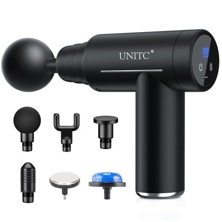 HUAUOO UNITC MINI MASSAGE GUN WITH HEAT AND COLD, DEEP TISSUE MESSAGER WITH 6 HEADS, GIFTS