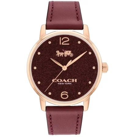 Coach Grand 14504434 Cranberry Logo Dial Leather Strap 36MM Womens Watch