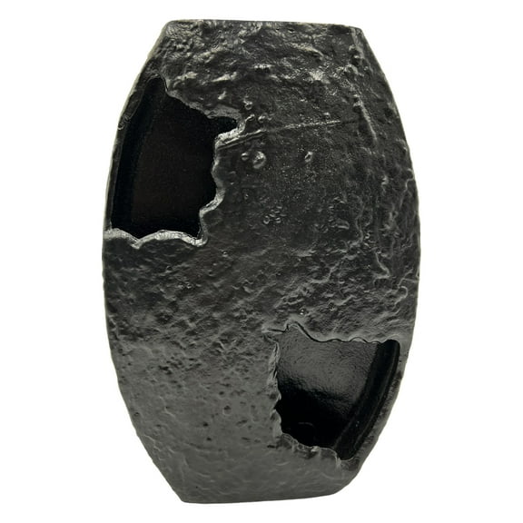 Bergamo Art 15" Decorative Handmade Aluminum Earth Inspired Flower Vase in Black