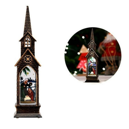 

Dido Christmas Ornament Desktop Hanging Church Snowing Lantern LED Lamp Night Light for Christmas Tree Party Front Door Courtyard