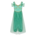 thumbnail image 5 of Aislor Women Halloween Arabian Princess Cosplay Costume Sequins Belly Dance Romper Jumpsuit Fancy Dress Turquoise S, 5 of 7