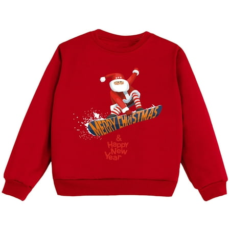 

Yoryorlue Christmas Toddler Girls Boys Sweatshirt Girls Kids Casual Loose Active Full Sleeves Sweatshirts Letter Print Teen Crop Tops