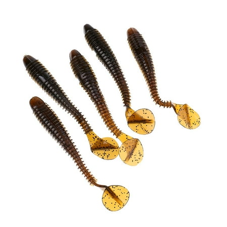 5pcs Lifelike Soft Fishing Lure Swimbaits Worm Artificial T Tail Bait