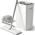 thumbnail image 1 of XINQIHANG Mop and Bucket with Wringer Set, White Flat Squeeze Mop Bucket Set for Floor Cleaning, Wet Dry Mop for Walls, Wall Cleaner with Long Handle, Hardwood Floor Mop-5 Microfiber Cloths, 1 of 7
