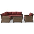 thumbnail image 3 of Afuera Living Modern 5 Piece Wicker Patio Sectional Set in Brown and Sangria, 3 of 10