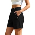 thumbnail image 5 of Omexry Maternity Shorts for Women Women's Summer Solid Color Casual Shorts with Pockets and Multiple Buttons Black S, 5 of 6