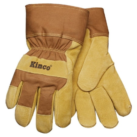 

Kinco Men s Outdoor Pigskin Leather Knit Wrist Work Gloves Gold M