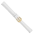 thumbnail image 3 of 12mm White Smooth Leather Gold-tone Buckle Watch Band, 3 of 3