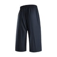 thumbnail image 4 of Domuza Men's Capri Pants 3/4 Long Straight-Leg Sport Shorts Quick Dry Workout Gym Beach Shorts with Zipper Pockets Dark Blue 6XL, 4 of 5