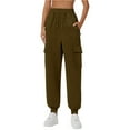 thumbnail image 4 of BODOAO Women's Sweatpants Baggy Cotton High Waisted Cinch Bottom Joggers with Pockets Casual Cute Lounge Workout Sweat Pants Thin Loose Sweatpants Comfortable Pants with Pockets Sweatpants Brown S, 4 of 9