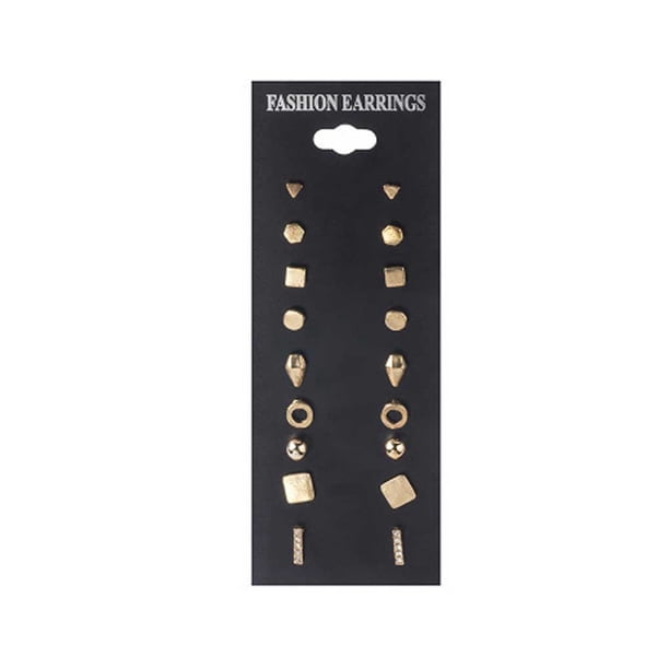 Guardurnaity Juego de 9 pares de pendientes portátiles, pendientes geométricos impermeables, pendientes pequeños, pendientes de moda, regalo de boda para Ropa, zapatos y accesorios Miscelánea Oro Guardurnaity AP018721-02