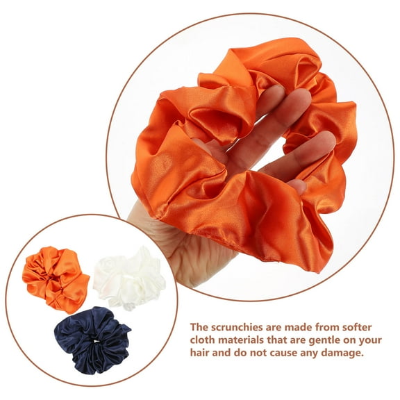 LOLIPPYY 3pcs Hair Ties for Girls in Navy Blue Fabric Cute Decorative Pieces for Outings and Travel