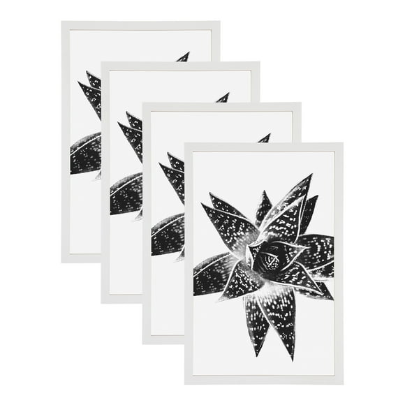 DesignOvation Gallery 11x17 Wood Picture Frame, Set of 4, White, 4 Count