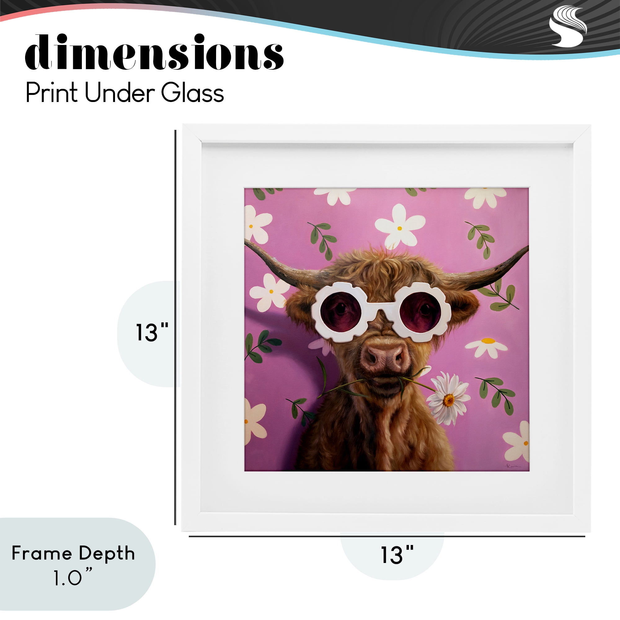 Stupell Industries Fresh As A Daisy Cattle White Framed Print Under Glass, design by Lucia Heffernan