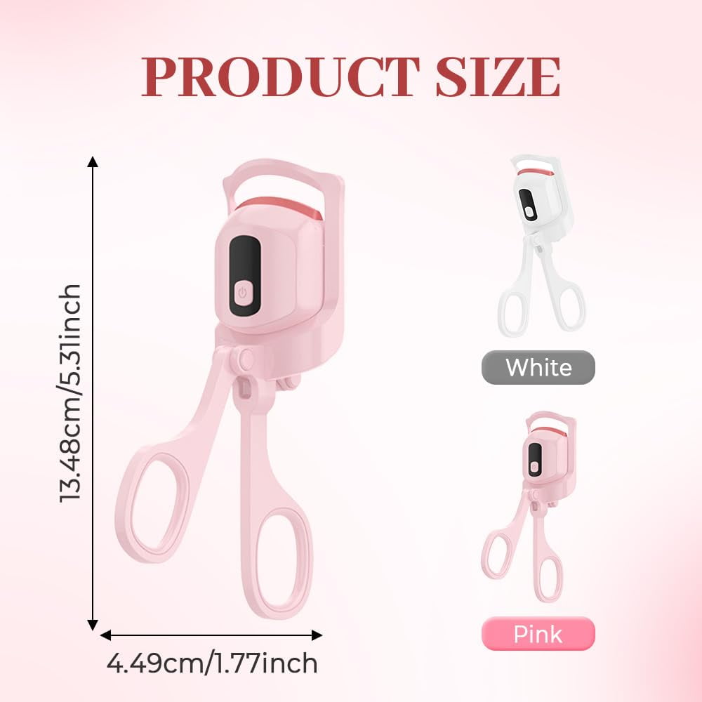 Quick Natural Curls Heated Eyelash Curler - USB Rechargeable, 3 Heat Modes with LCD for Long-Lasting Volume