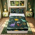 thumbnail image 2 of meiyoeat Cute Dinosaur Zipper Full Size Comforter Sets with Fitted Sheet and 2 Pillowcases for Kids Boys, Green Prehistoric Animal Zipper Bedding Set for Bedroom, Colorful Star ReversibleB, 2 of 6